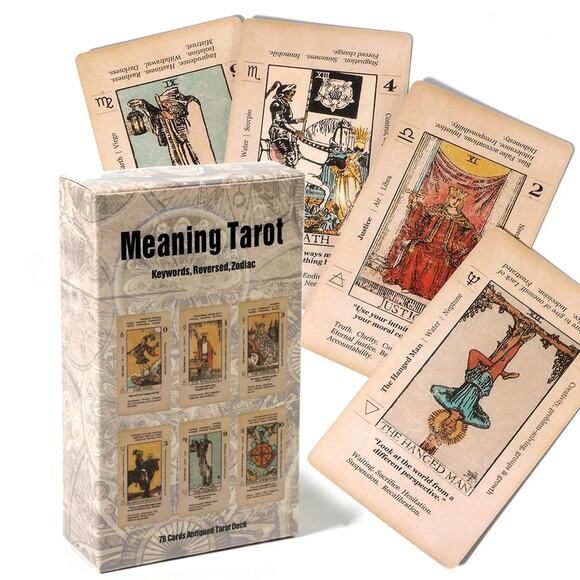 Learn Tarot Keyword Antiqued Classic Tarot Deck Learn 78 Cards Easily - Picture 2 of 7